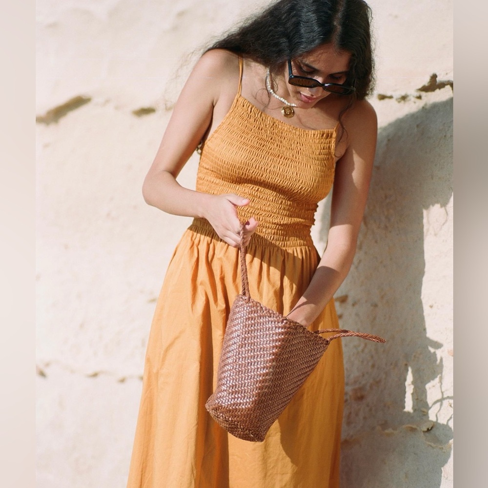 Faithfull the Brand Orange Midi Dress